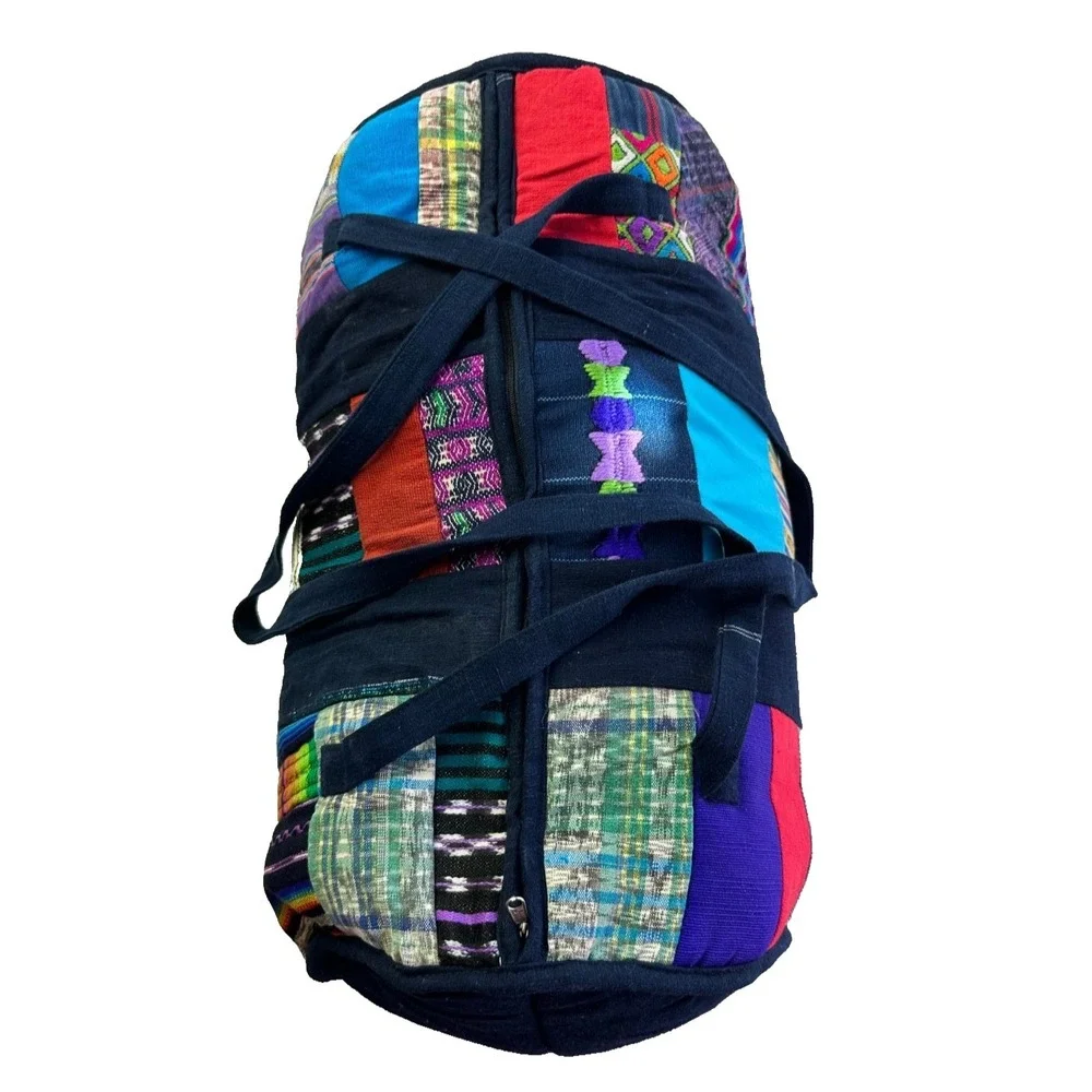 Guatemalan Large Hippie Duffel Bag‎ Embroidered Quilted Patchwork Overnight Gym